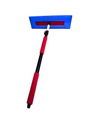 SNOBRUM - Snow Remover for Cars and Trucks - 28 to 63 Inch Automotive Snow Brush with Foam Head and 4 Piece Handle - Made in The USA, Push-Broom Design - No-Scratch Snow Removal - 1 Pack