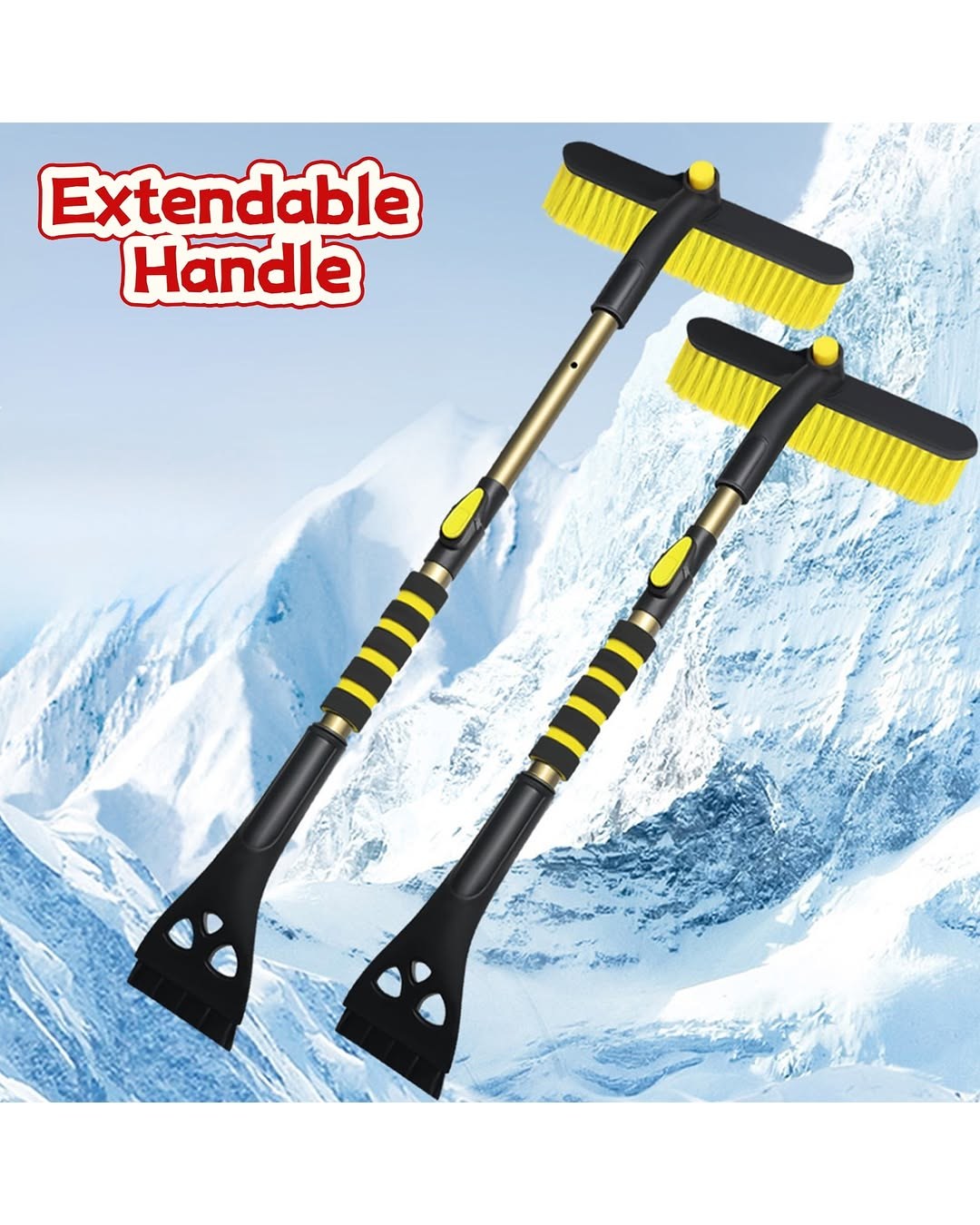 LivTee 32" Extendable Ice Scraper & Snow Brush for Car Windshield, 360-Degree Rotating Snow Removal Tool for Cars, Trucks & SUVs, Automotive Winter Essentials & Car Accessories for Men, Blue
