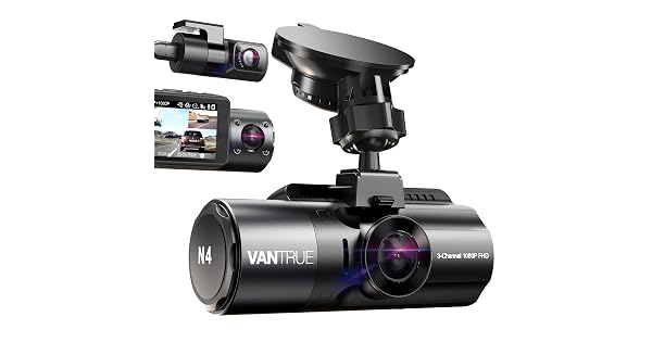 Vantrue N4 3 Channel Dash Cam, 4K+1080P Front and Rear, 1440P+1440P Front and Inside, IR Night Vision, 24H Parking Mode