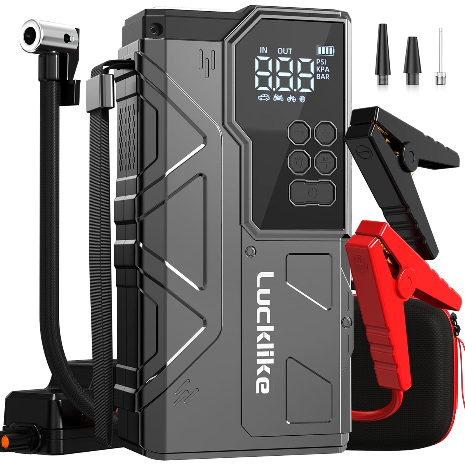 Lucklike Car Battery Jump Starter Portable P180, 3000A for 8.0L Gas/7.0L Diesel, 12V Jump Box with Power Bank