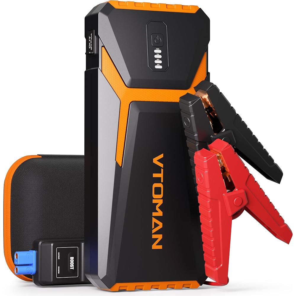 VTOMAN V10 Pro 4500A Jump Starter, Portable Car Starter (All Gas, 10.0L Diesel Engine) 12V Lithium Jump Box, Battery Booster Power Pack, Car Battery Charger Jumper with Type C Quick Charge, LED Lights