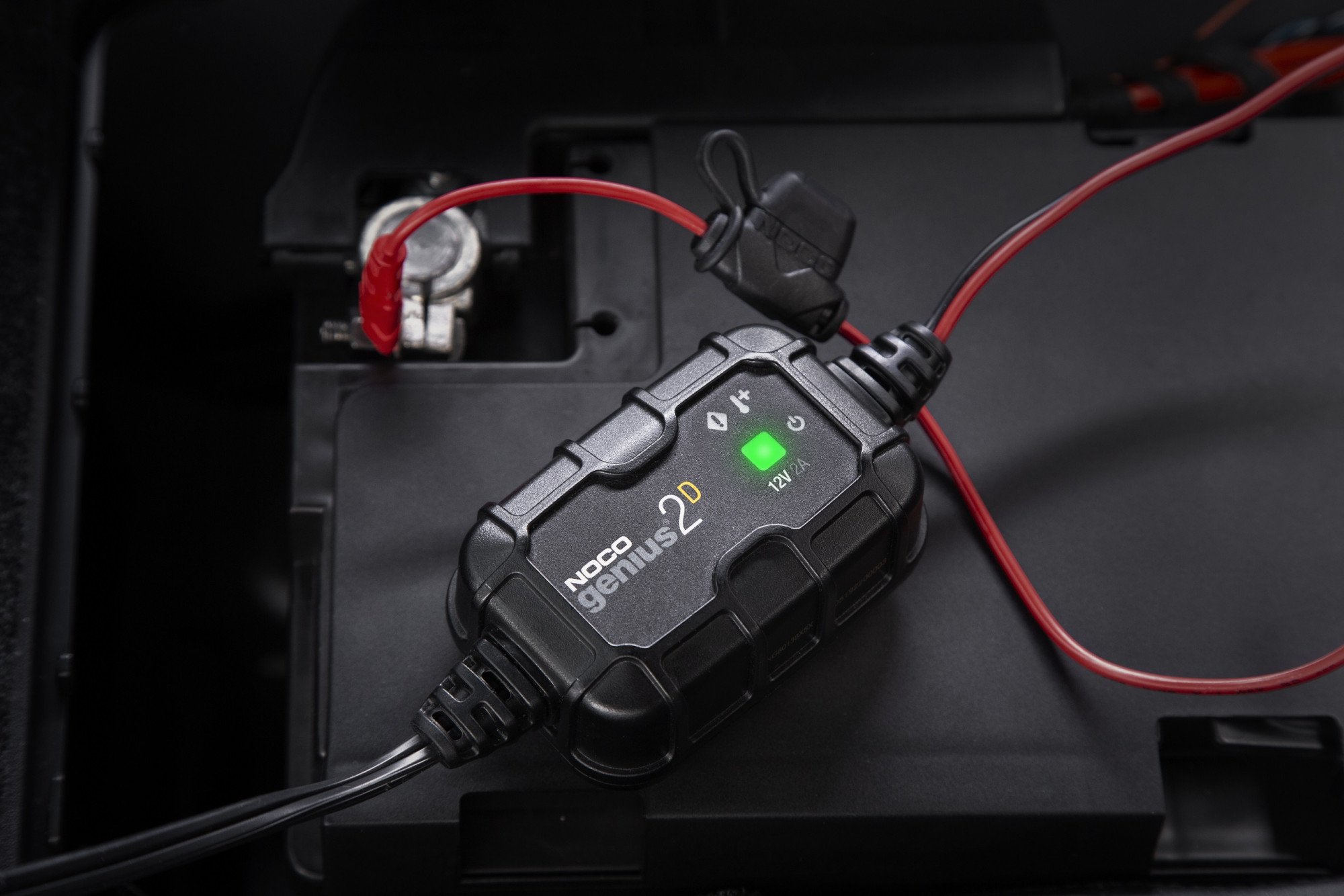 NOCO GENIUS2D: 2A 12V Smart Onboard Battery Charger - Direct-Mount Automatic Maintainer, Trickle Charger & Desulfator