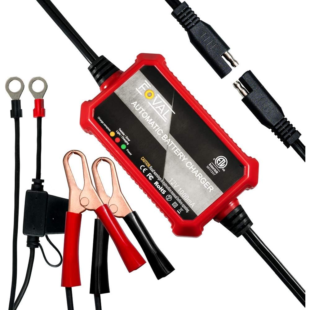 Foval Automatic Trickle Battery Charger 12V 1000mA Smart Battery Charger
