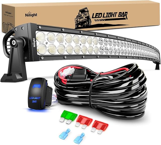 52 Inch 250W Curved LED Bar Spot Flood Combo Light Bar 35000 Lumens Off Road for UTV ATV Truck 4WD Car Truck Tractor Boat RV SUV
