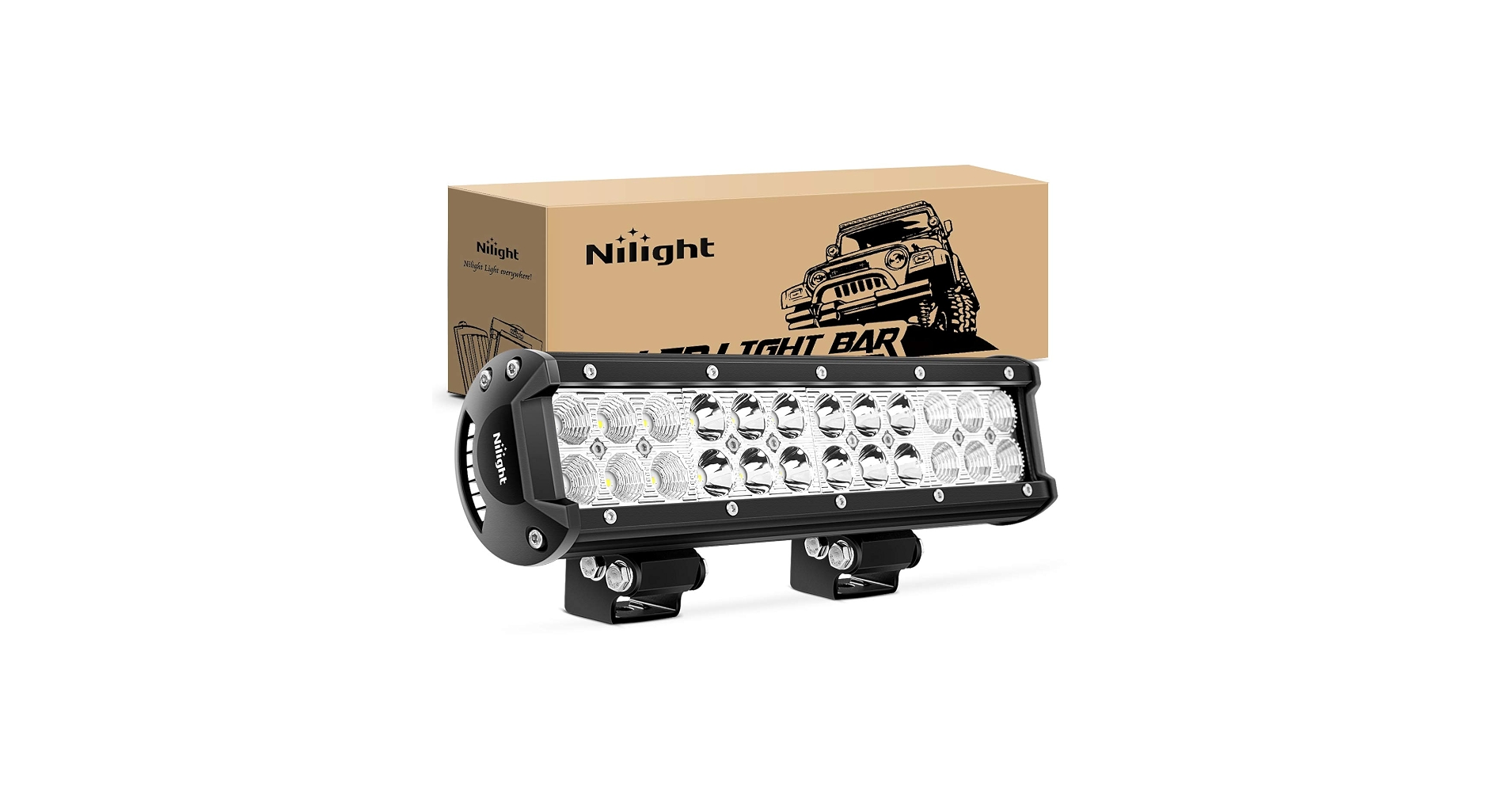 Nilight 12 Inch 72W Spot Flood Combo LED Light Bar + 2Pcs 4Inch 18W Flood LED Pods Fog Lights Off Road with Wiring Harness Kit-3 Leads