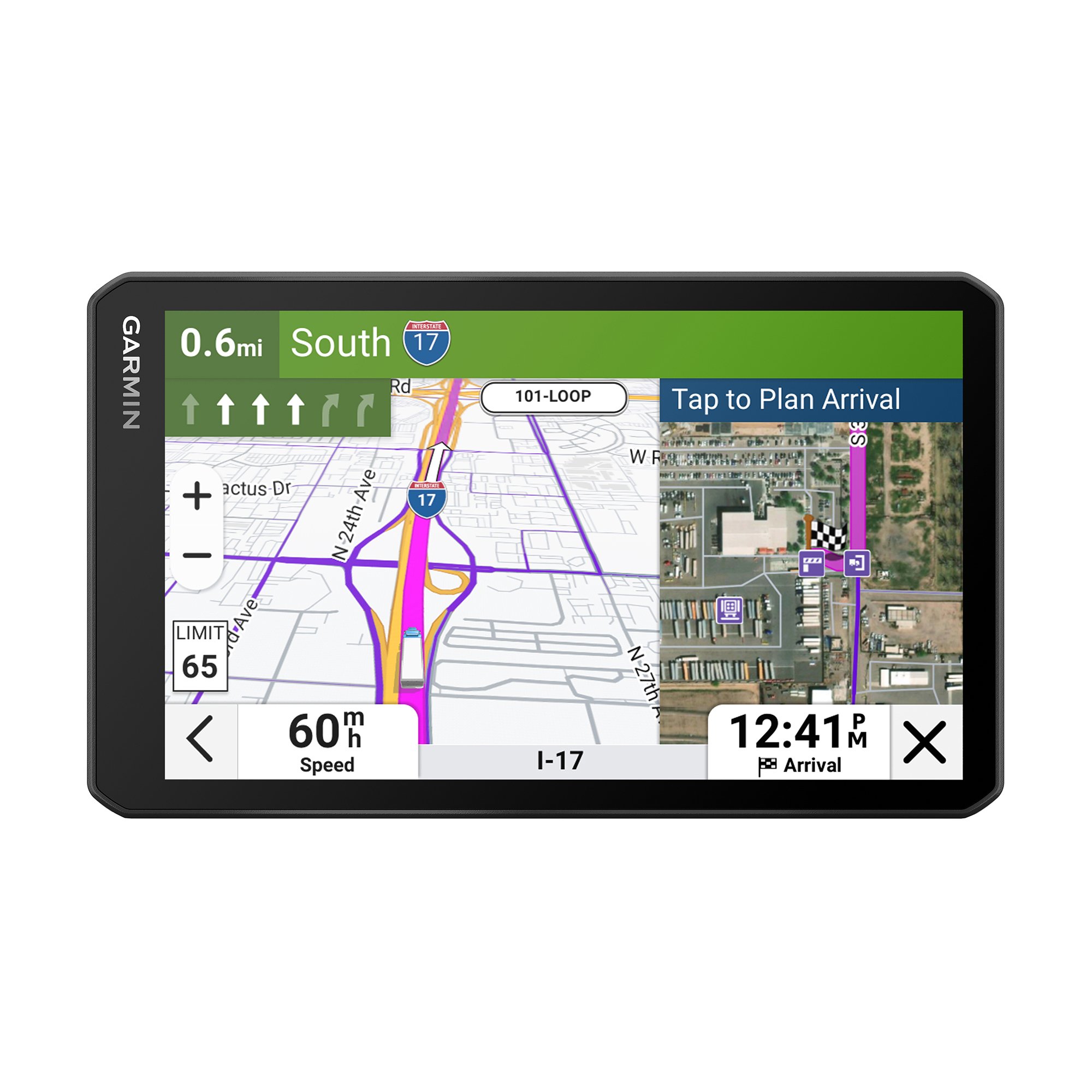 Garmin dēzl OTR720, Large 7" GPS Navigator, Custom Truck Routing, Satellite Imagery, Wind Speed, Community-Shared Loading Docks & Parking