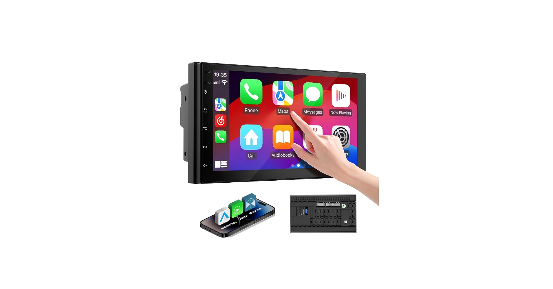Haudio 7" Double Din Car Stereo w/Wireless CarPlay & Android Auto - Android 13 Touchscreen, Bluetooth 4.1, 2GB+32GB, GPS