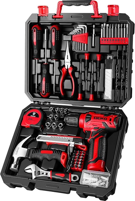 DEKOPRO 126 Piece Tool Set with 8V Cordless Drill
