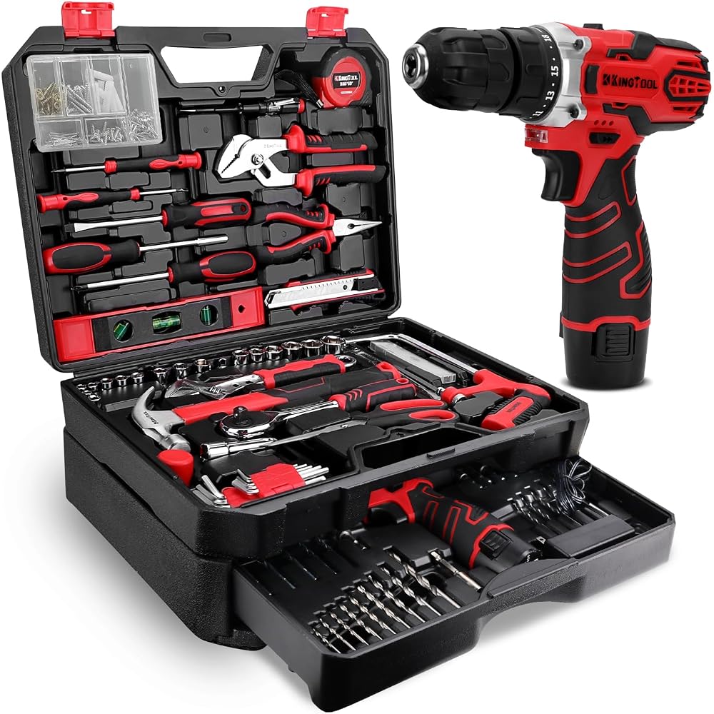 KingTool 276-Piece Tool Set Kit with 12V Cordless Drill