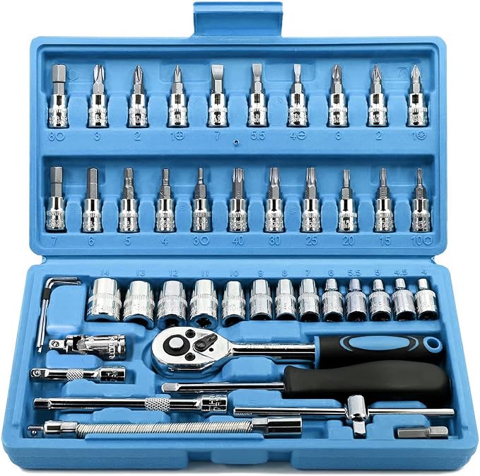 Egofine 46 Pieces 1/4 inch Drive Socket Ratchet Wrench Set