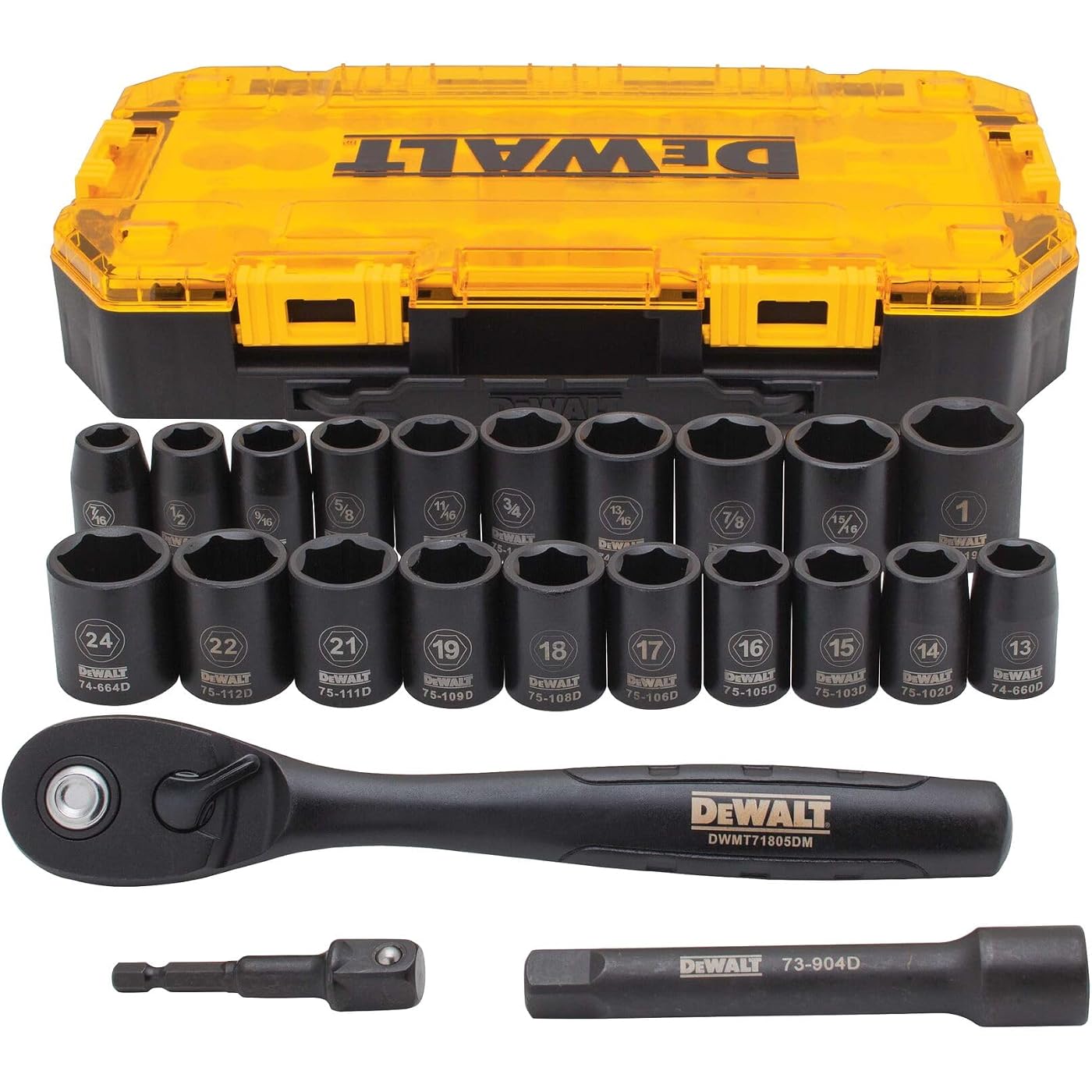 DEWALT Impact Socket Set with Ratchet 23-Piece DWMT74739