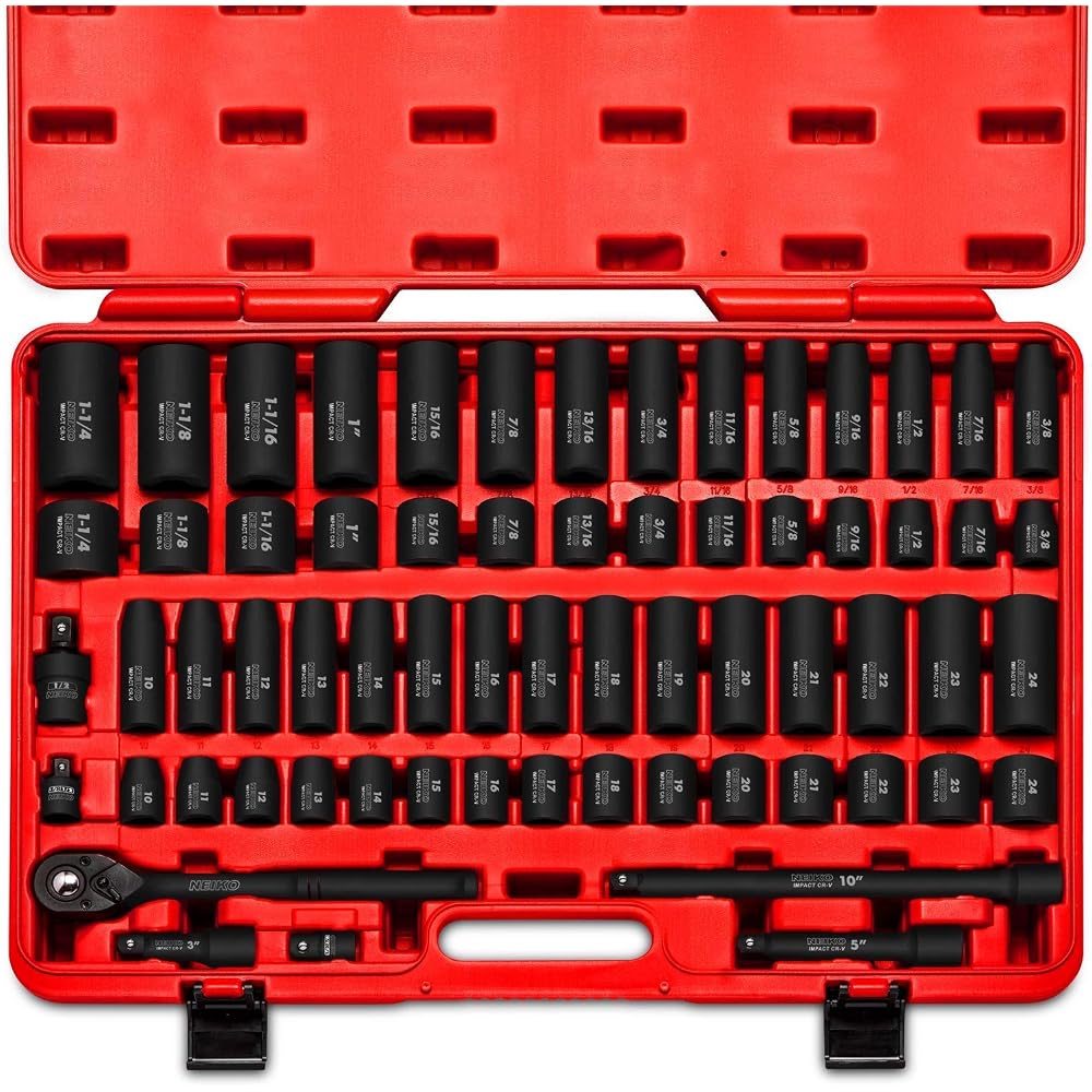 NEIKO 02448A 1/2" Drive Master Impact Socket Set 65 Piece