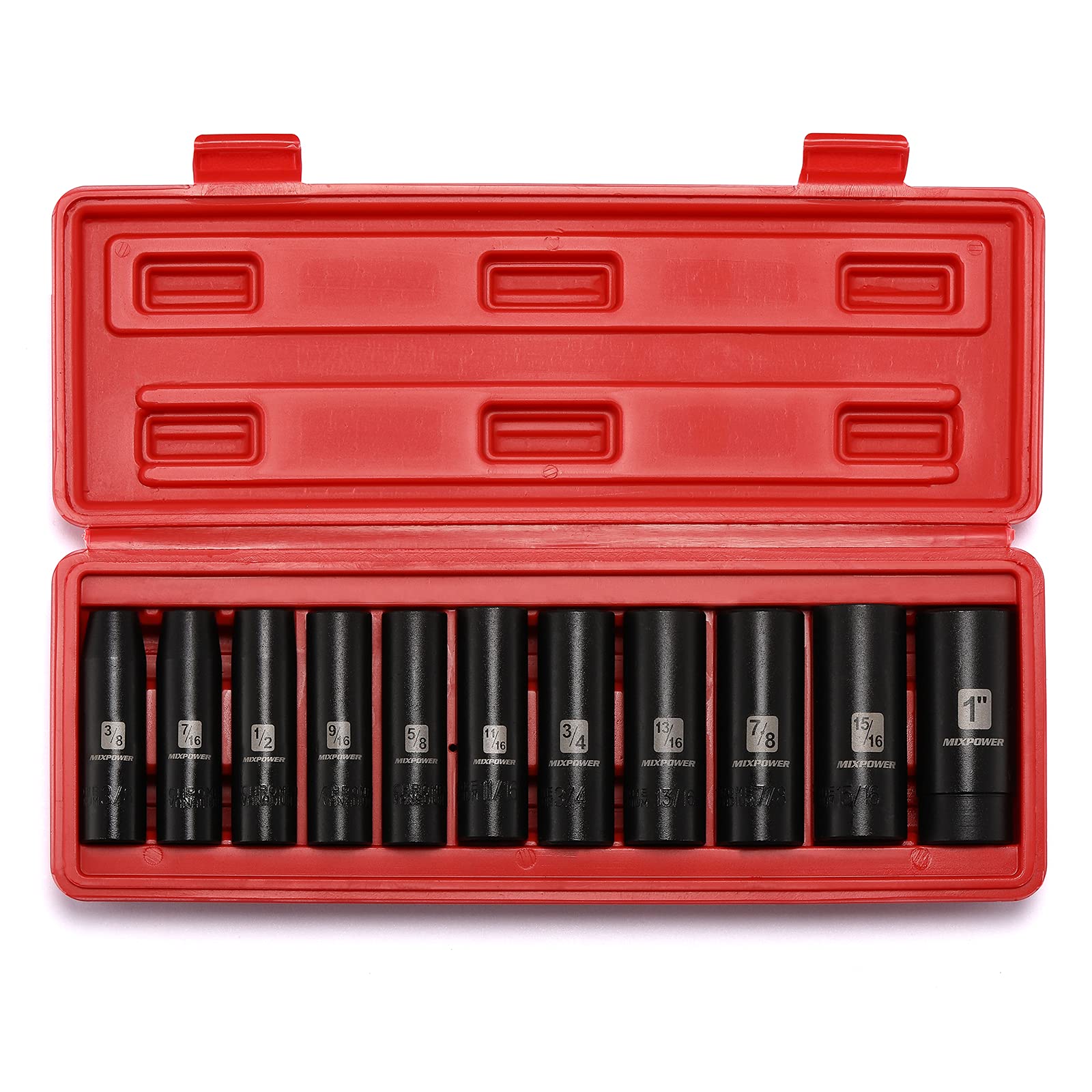 MIXPOWER 11-Piece 1/2-Inch Drive Deep Impact Socket Set Metric