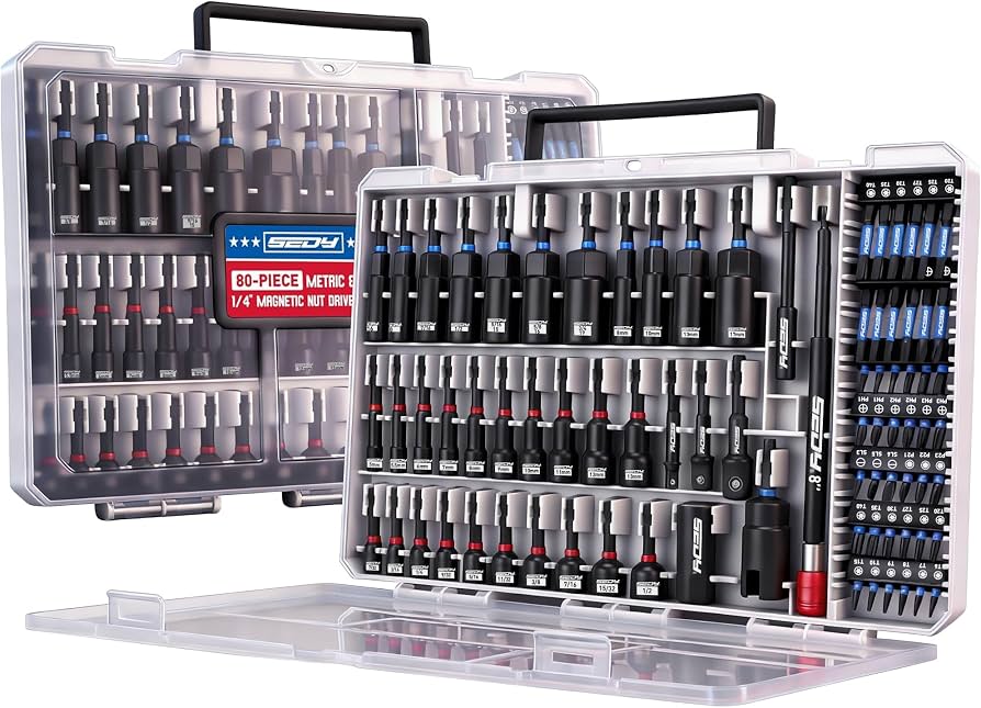 80-Piece Premium Magnetic Impact Nut Driver Set Metric & SAE
