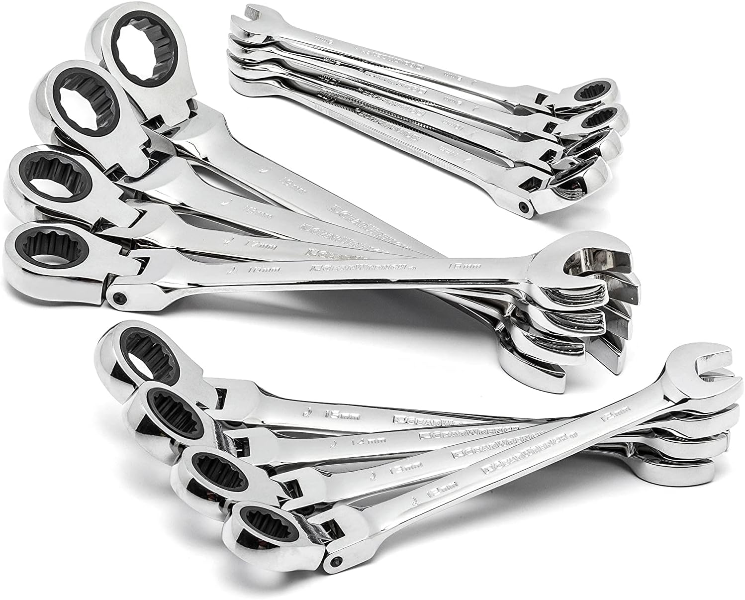 GEARWRENCH 12 Pc 12 Pt XL Locking Flex Head Ratcheting Combination Wrench Set Metric 85698