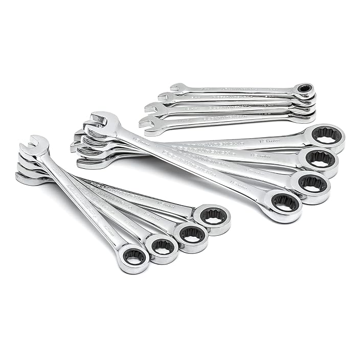GEARWRENCH 12 Pc 12 Pt Ratcheting Combination Wrench Set Metric 9412