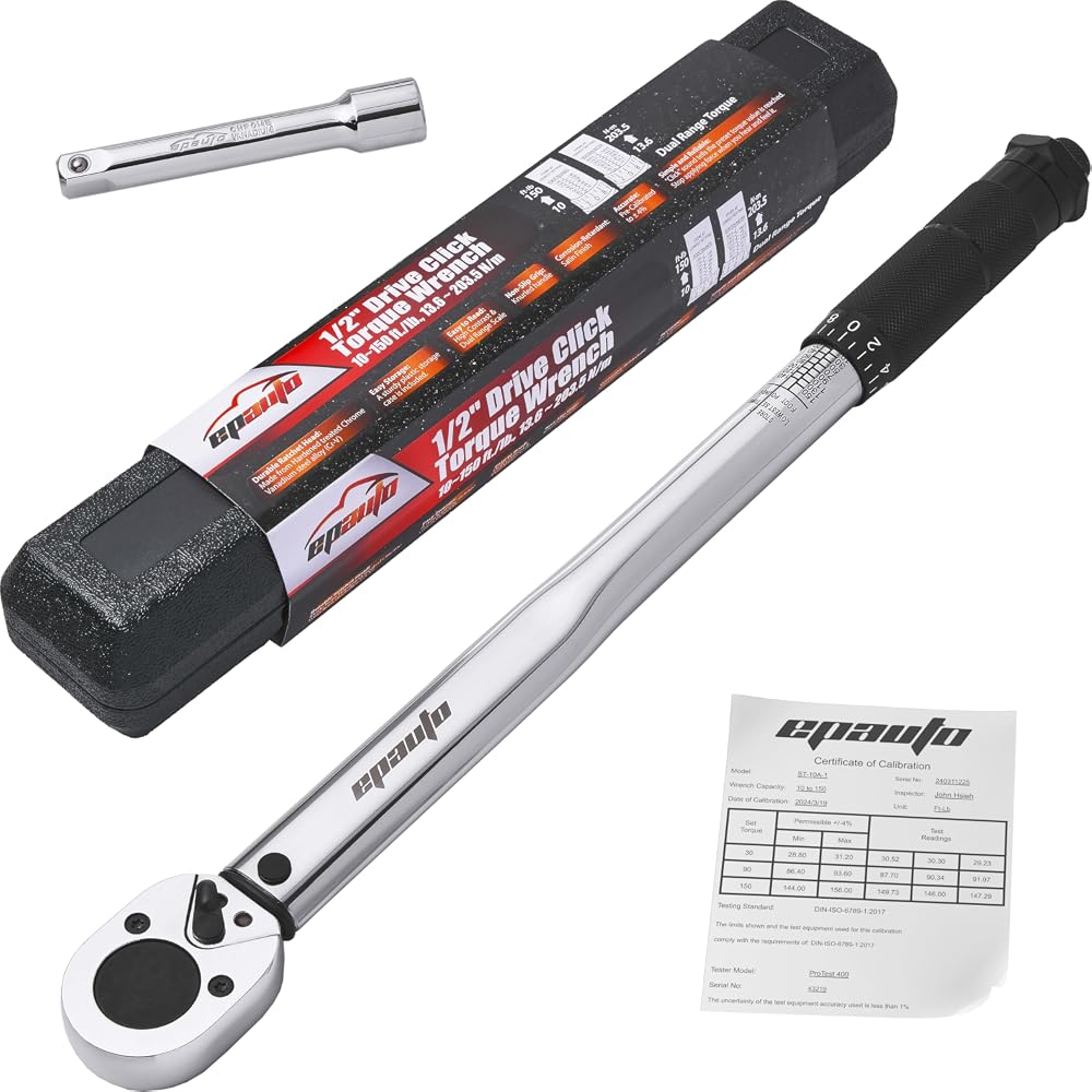 EPAuto 1/2-inch Drive Click Torque Wrench 10-150 ft/lb