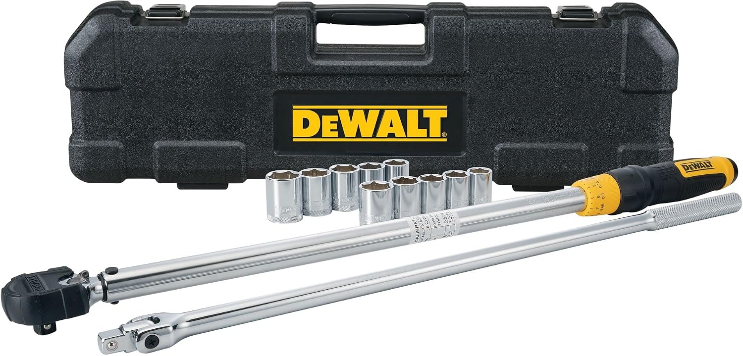 DEWALT Torque Wrench Tool Set Tire Change Kit 50-250 FT-LB 12 Piece DWMT45012