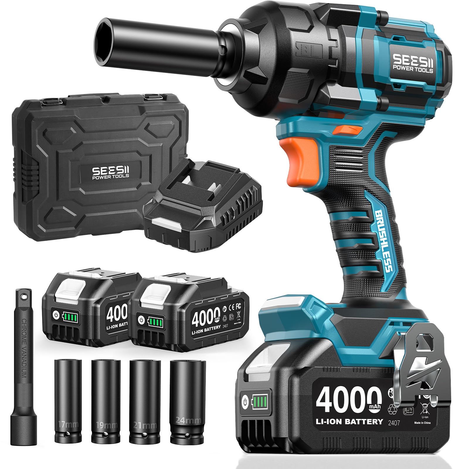 Seesii Impact Wrench 886 Ft-lbs 1/2 High Torque Impact Gun