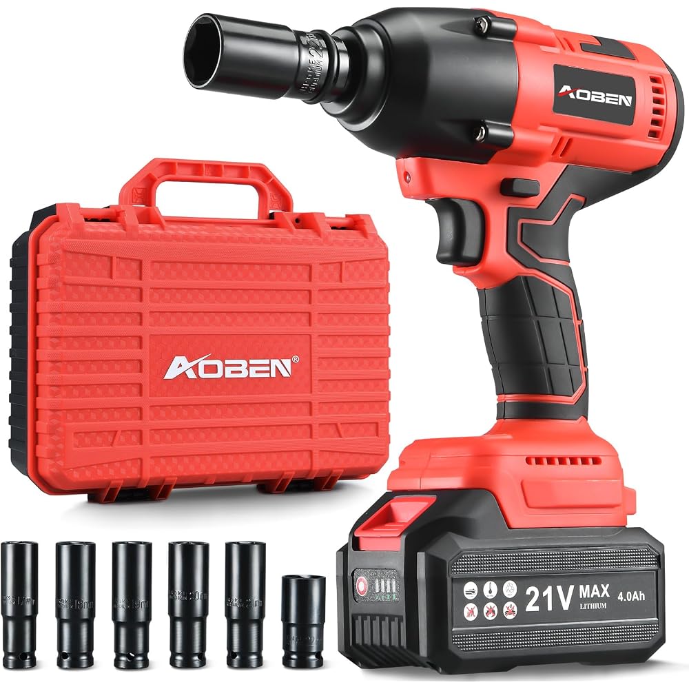 AOBEN Cordless Impact Wrench 1/2 Inch 600N.m Kit