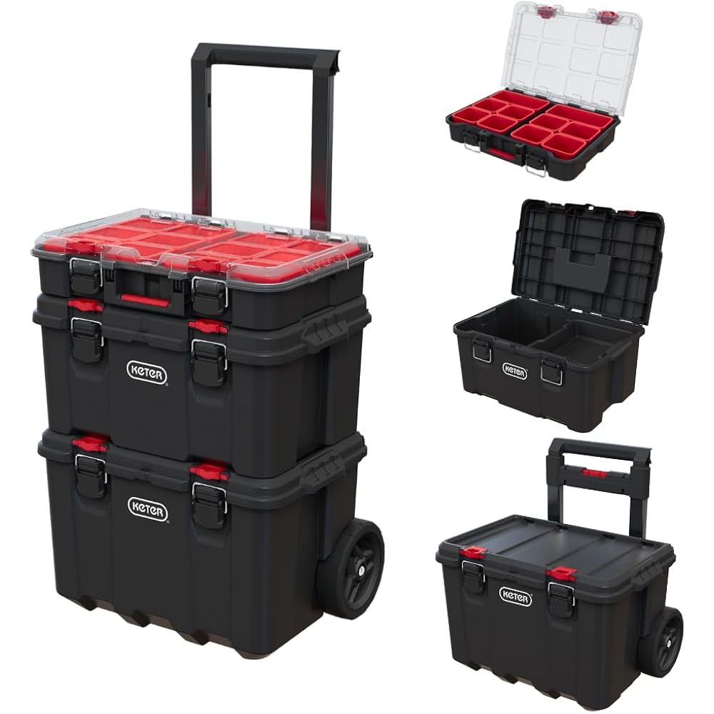 Keter Stack-n-Roll Modular Tools Organizer 3 Piece