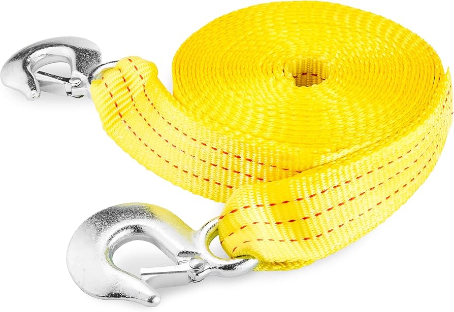 Nylon Tow Strap with Hooks 2 inch x 20 ft 20,000 lbs