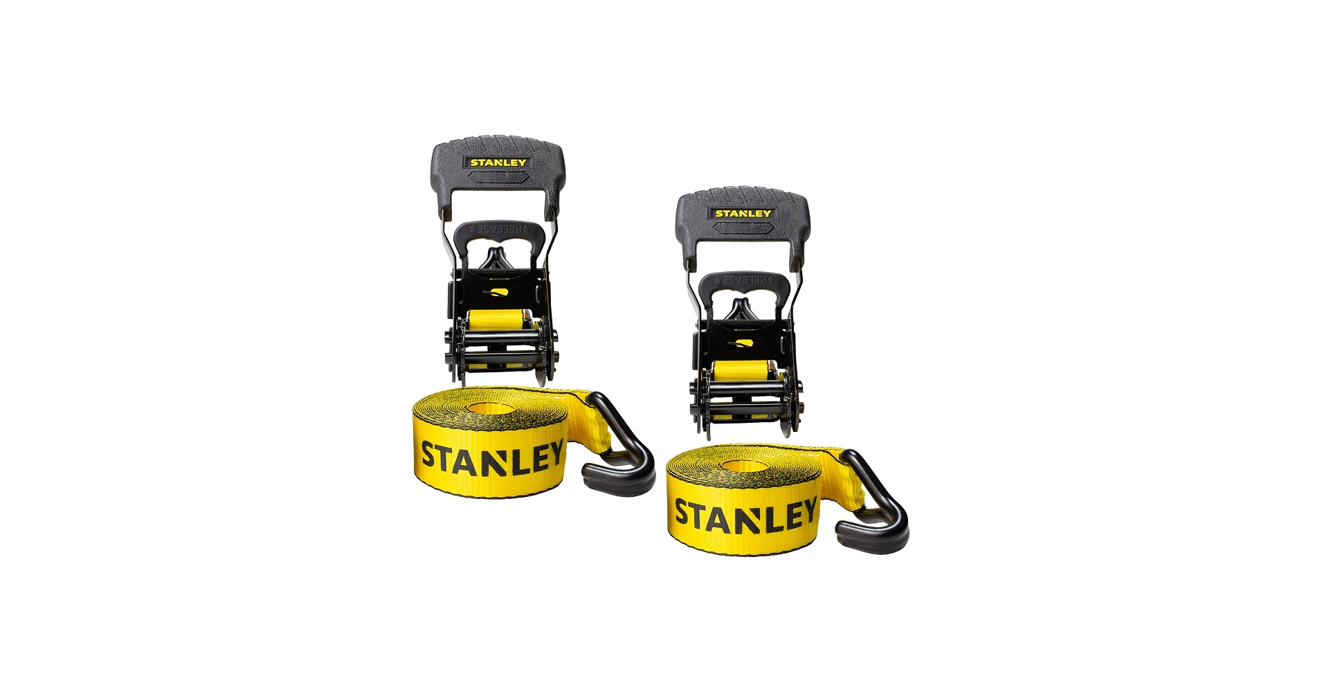STANLEY S1007 1.5 inch x 16 ft Ratchet Tie Down Straps 2 Pack