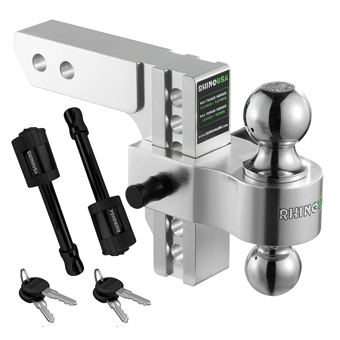 Rhino USA Adjustable Trailer Hitch 2 inch Receiver 6 inch Drop/Rise 12,500 GTW