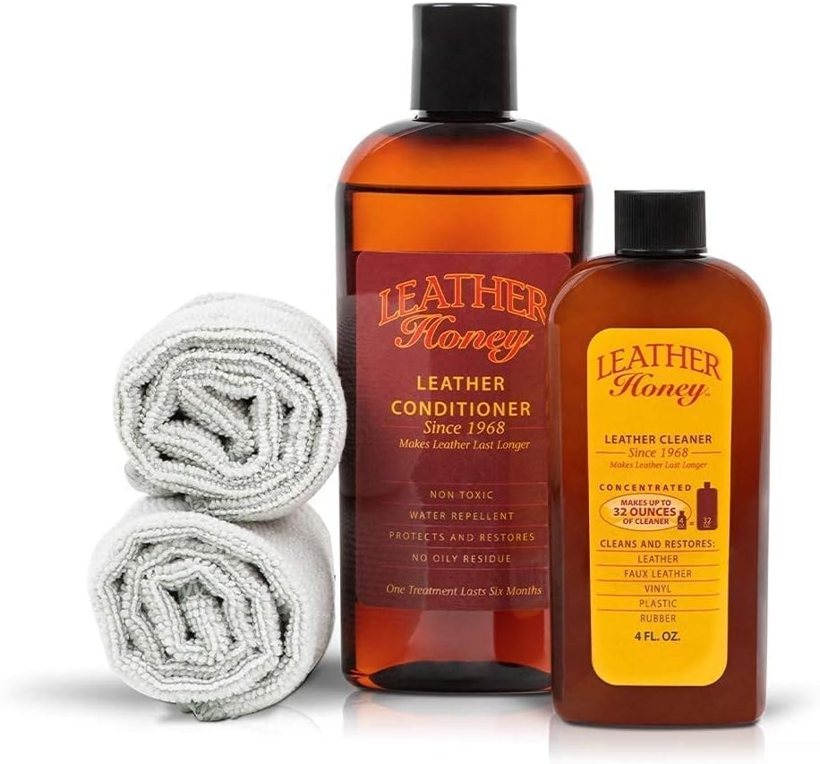 Leather Honey Complete Leather Care Kit: Cleaner, Conditioner, 2 Cloths