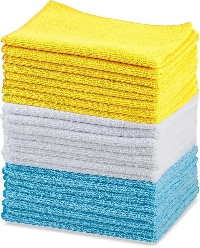 Amazon Basics Microfiber Cleaning Cloths, 24-Pack, 16x12 in