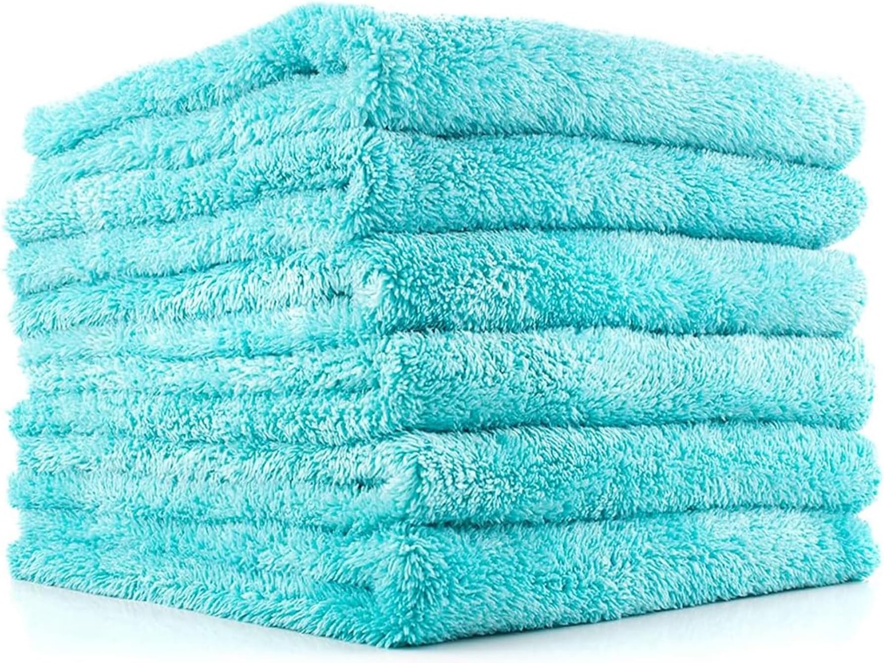 The Rag Company Eagle Edgeless 450 Microfiber Towels, 6-Pack, 16x16 in, Teal Blue