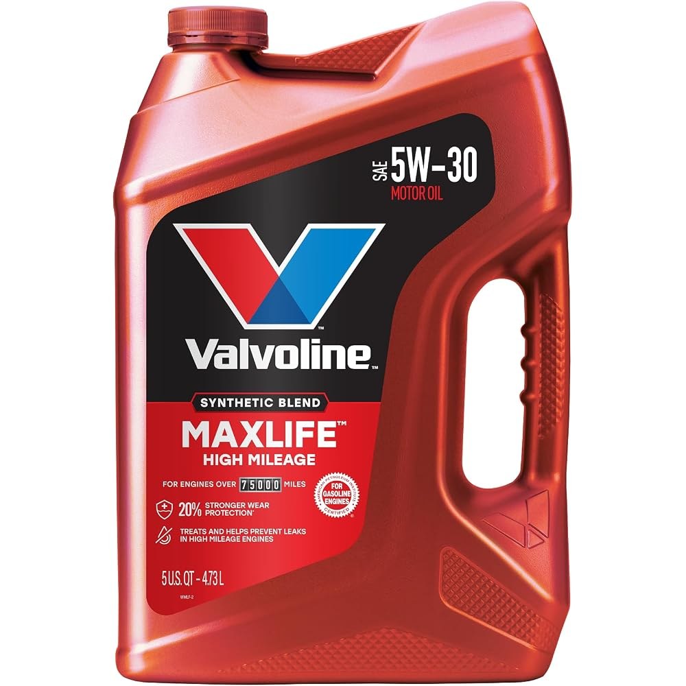 Valvoline MaxLife High Mileage 5W-30 Synthetic Blend Motor Oil, 5 Quart