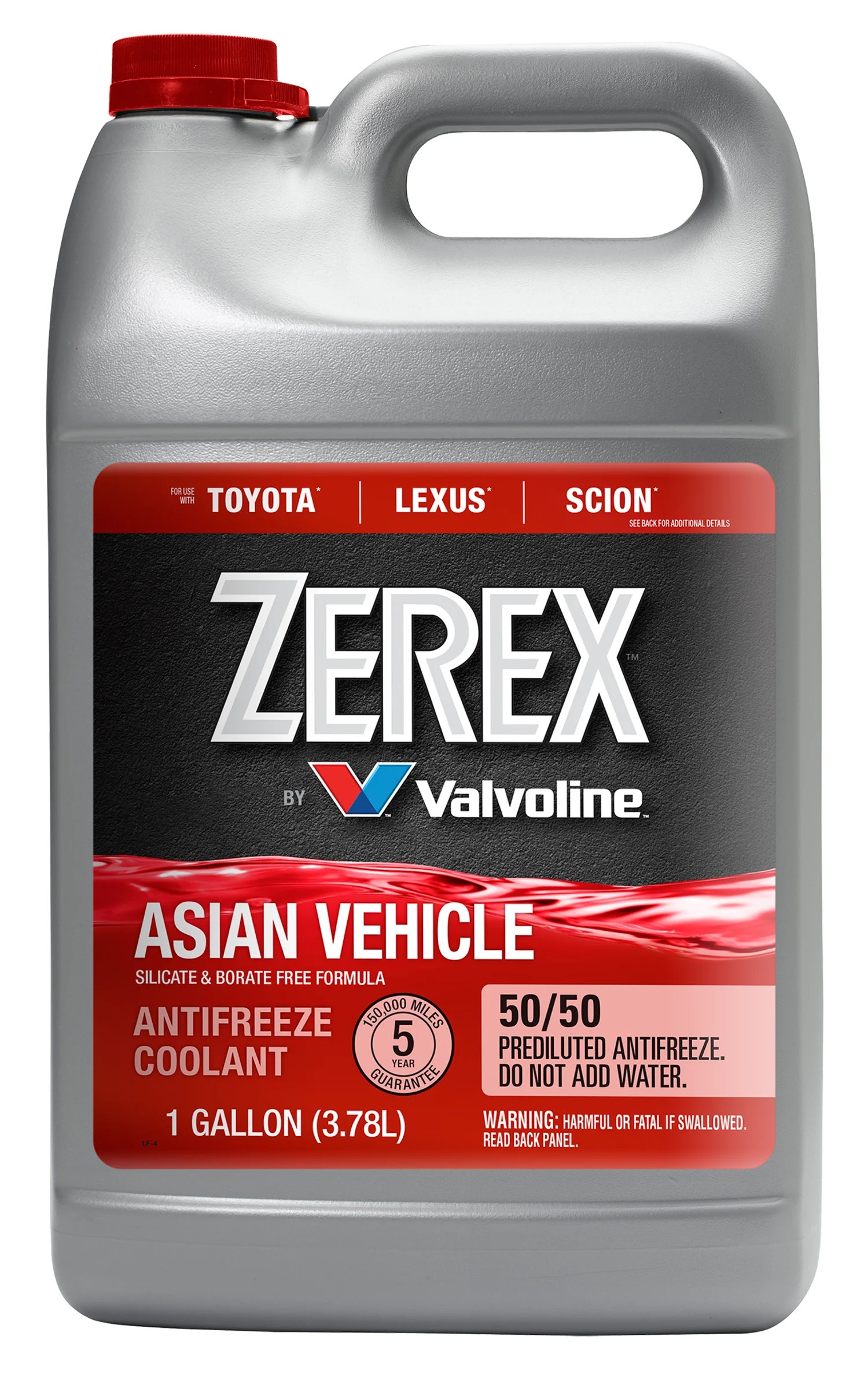 Zerex Asian Vehicle Red Silicate and Borate Free 50/50 Antifreeze/Coolant, 1 Gallon