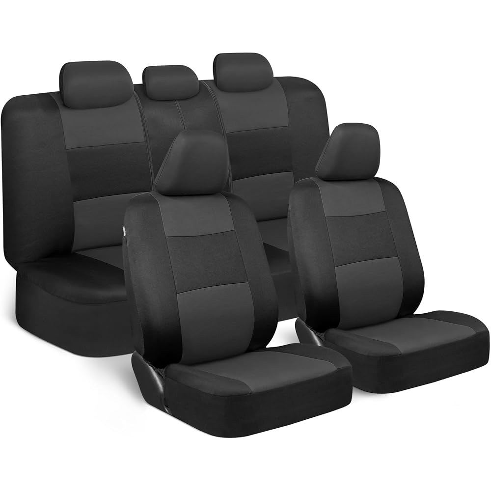 BDK PolyPro Car Seat Covers Full Set, Solid Black