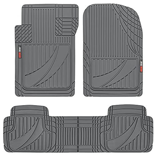 Motor Trend FlexTough Rubber Floor Mats, 3-Piece Trim-to-Fit
