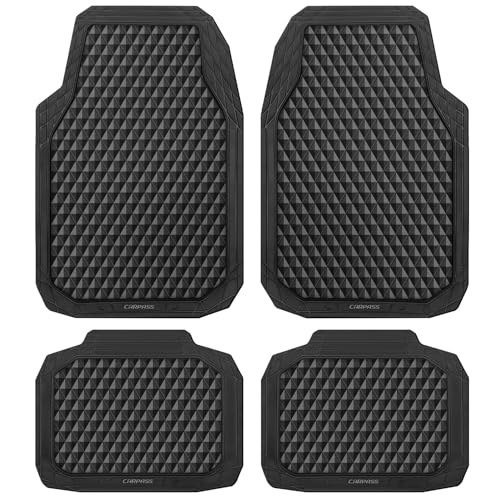 CAR PASS Waterproof Universal Fit Car Floor Mats, Set of 4 (All Black)