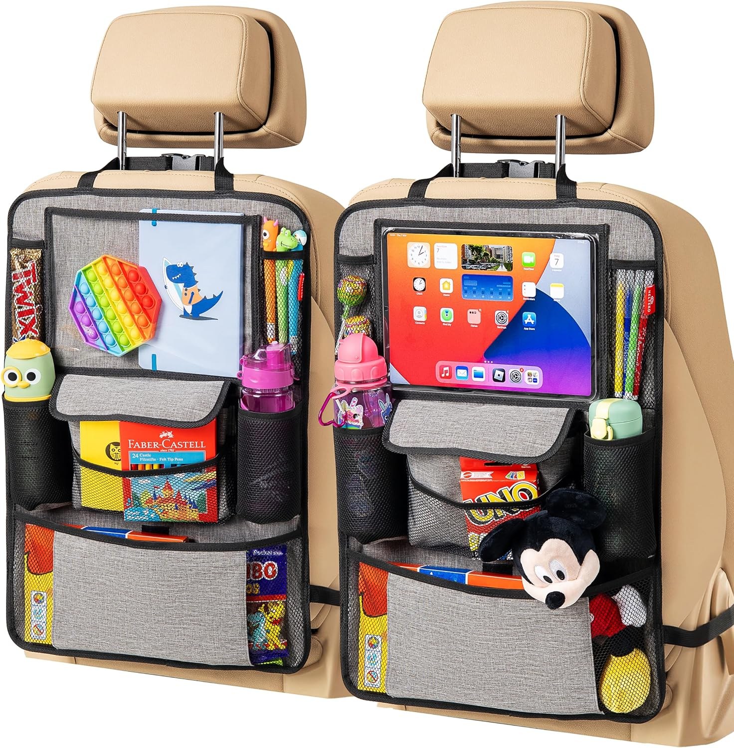 Helteko Backseat Car Organizer, Kick Mats with Tablet Holder, 2 Pack