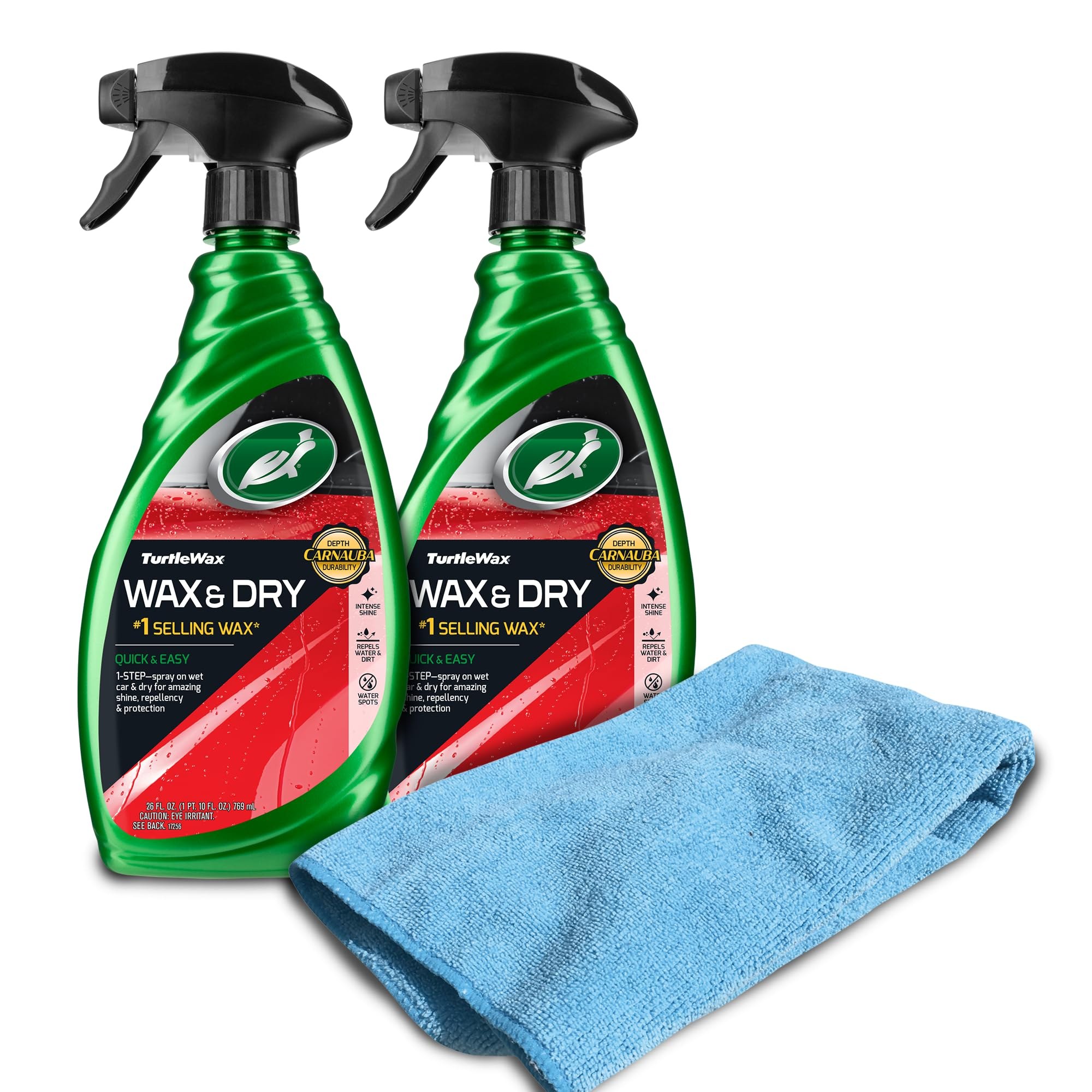 Turtle Wax 50834 1-Step Wax and Dry, 26 oz Double Pack with Microfiber Towel
