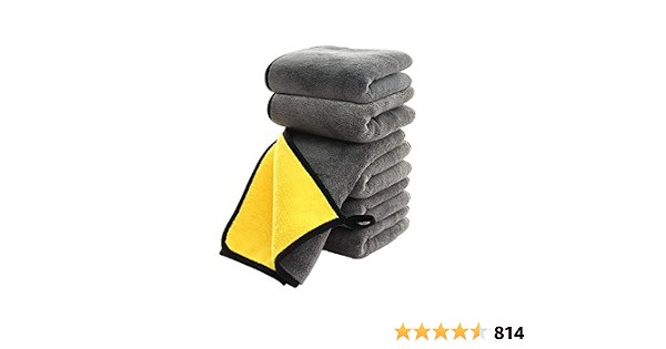 SOFTBATFY Microfiber Car Cleaning Towel 800GSM, 6 Pack, 16x16 in