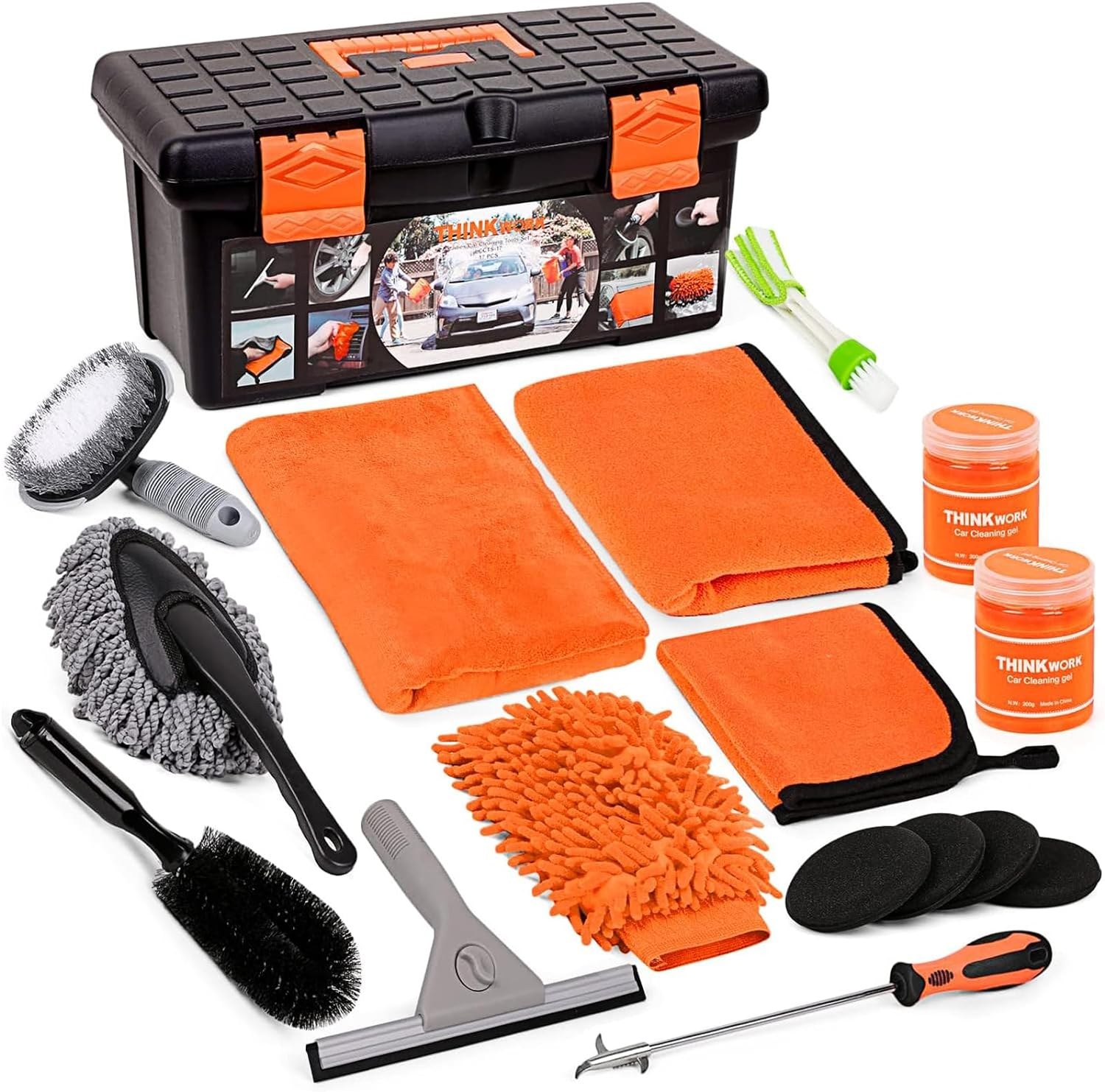 THINKWORK Car Cleaning Kit, Car Washing Kits for Vehicles, 17-Piece