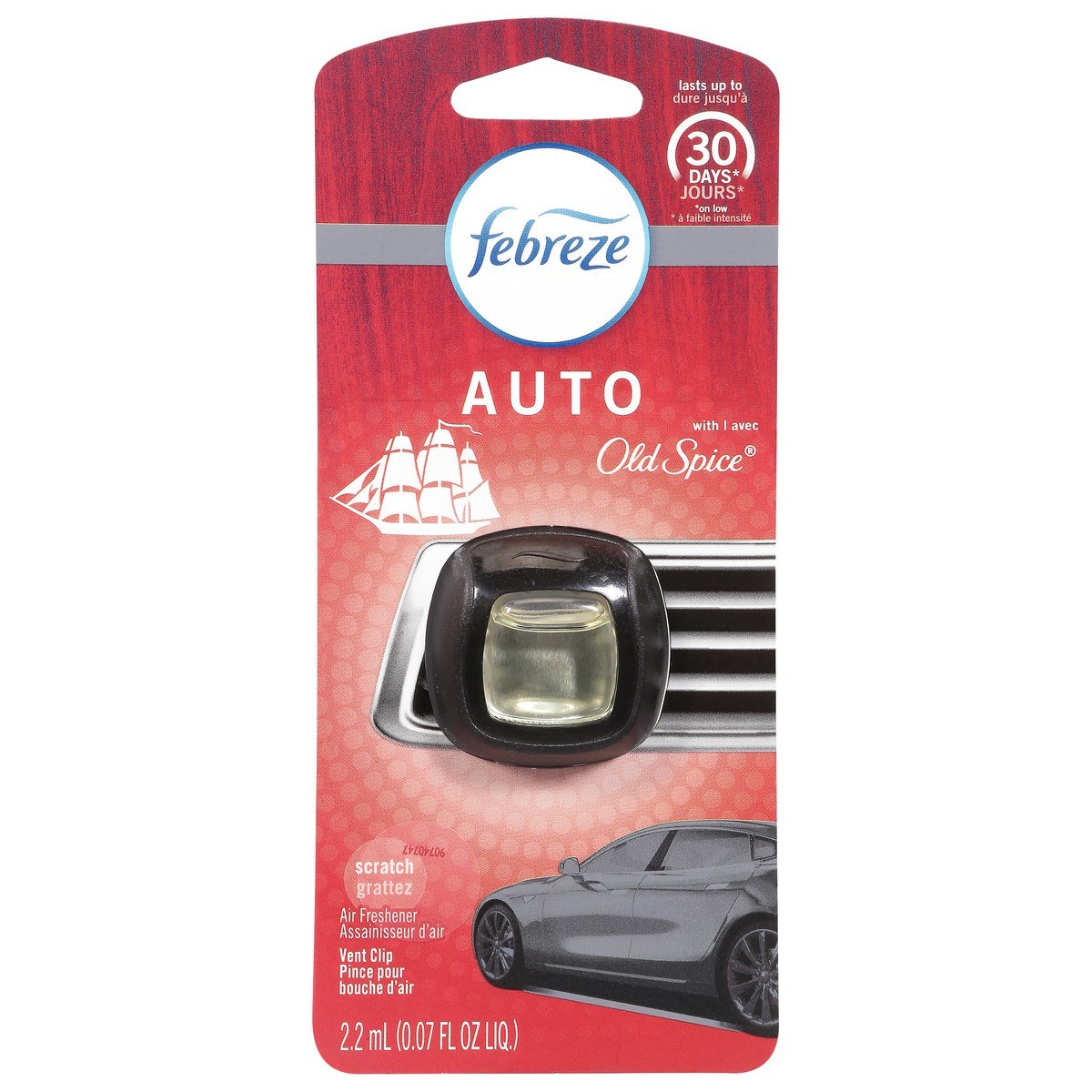 Febreze Car Air Freshener Vent Clip, Old Spice Scent, 0.07 oz, Pack of 4