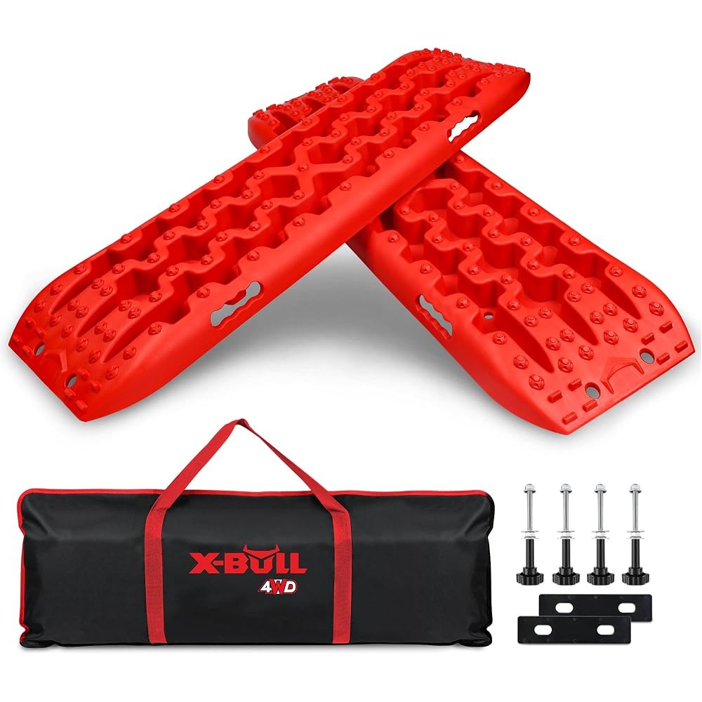 X-BULL New Recovery Traction Tracks Sand Mud Snow Track Tire Ladder 4WD (Red, 3gen)