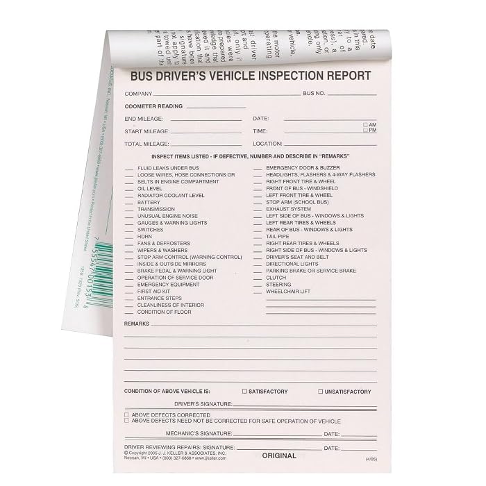 J.J. Keller Bus Driver's Vehicle Inspection Report Books — 10-Pack