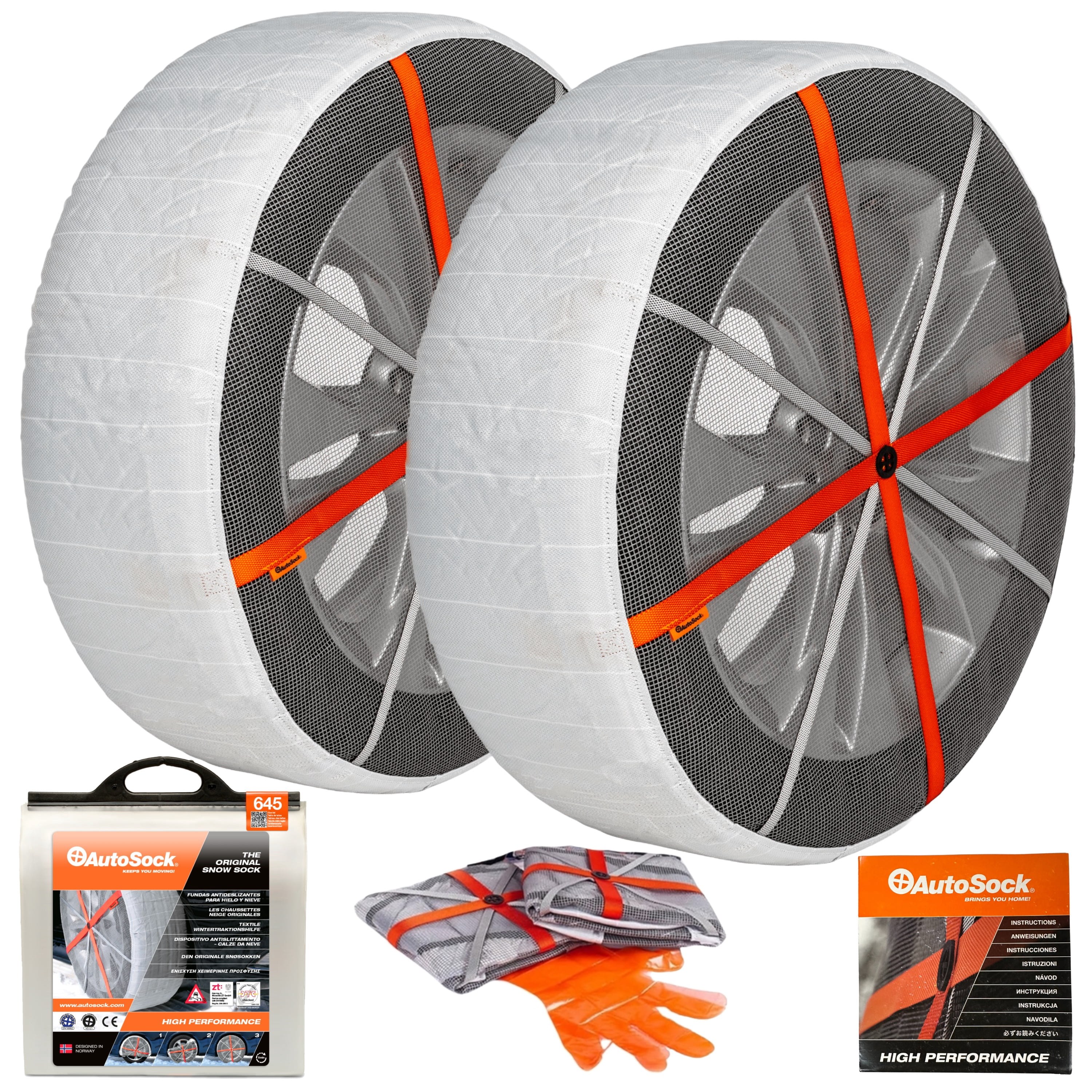 AutoSock for Passenger Vehicles HP645, Snow Socks for Tires, Pack of 2