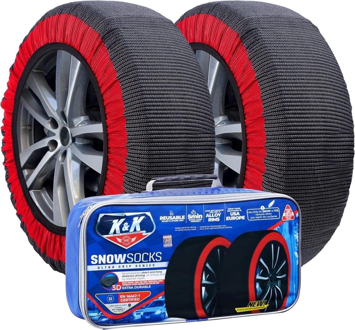 K&K Auto Snow Socks for Tires Pro Series, Large (2pcs)