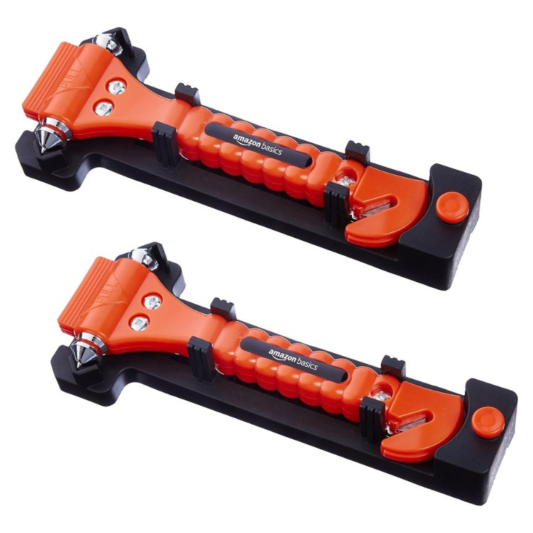 Amazon Basics Emergency Seat Belt Cutter and Window Hammer Tool, 2 Pack, SW-835