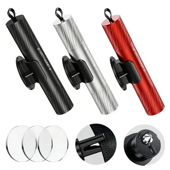 Safehammer 2025 Upgraded Glass Breaker Under Water, Car Hammer Seatbelt Cutter (3PCS)