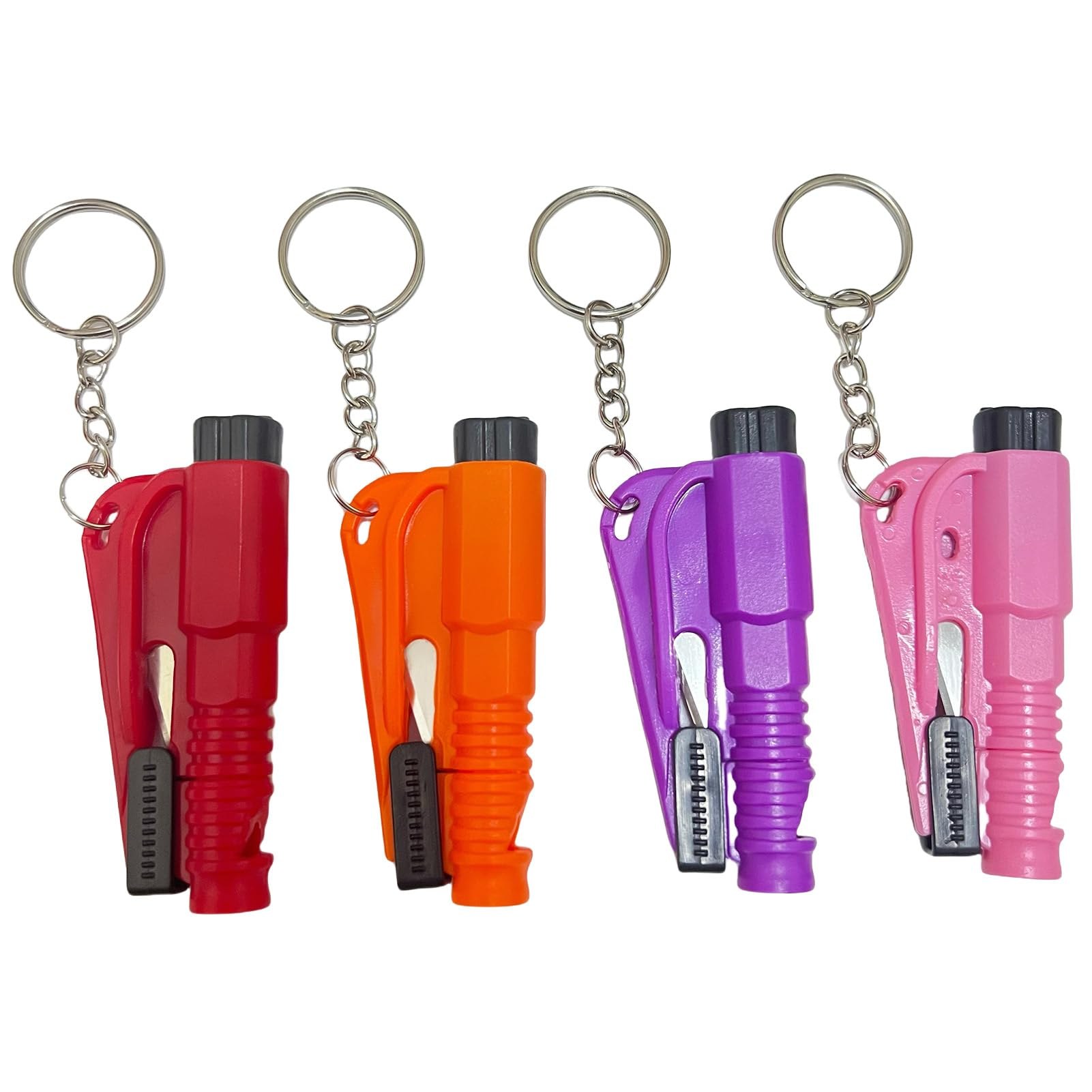 16Pcs Car Window Breaker Key Chains, 3 in 1 Glass Breaker / Seat Belt Cutter / Survival Whistle