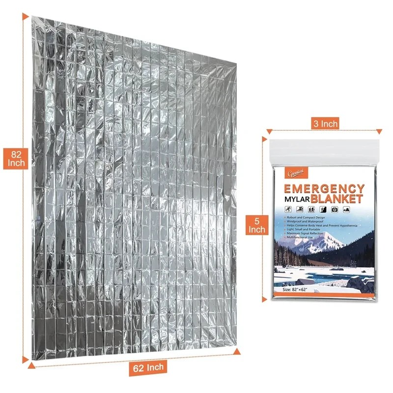 CPOMIENI 4 Pack Large 82" x 62" Survival Emergency Mylar Thermal Blankets