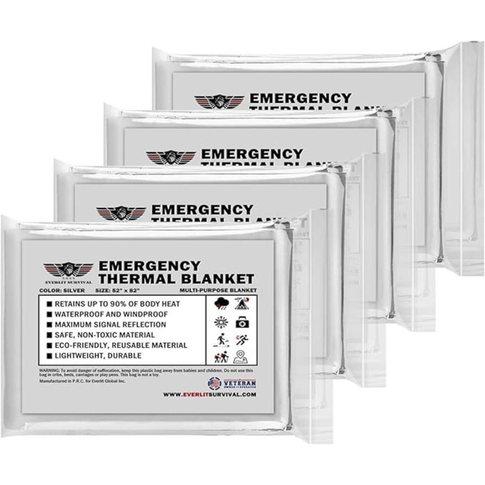EVERLIT Emergency Mylar Thermal Blanket, 4 Pack
